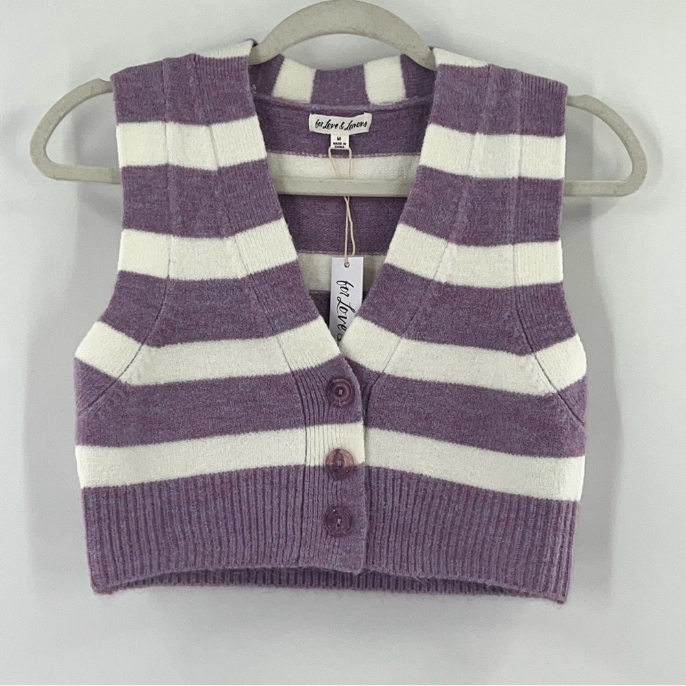 For Love and Lemons Maud Cropped Sweater Vest in Purple NWT size Medium - Picture 4 of 9